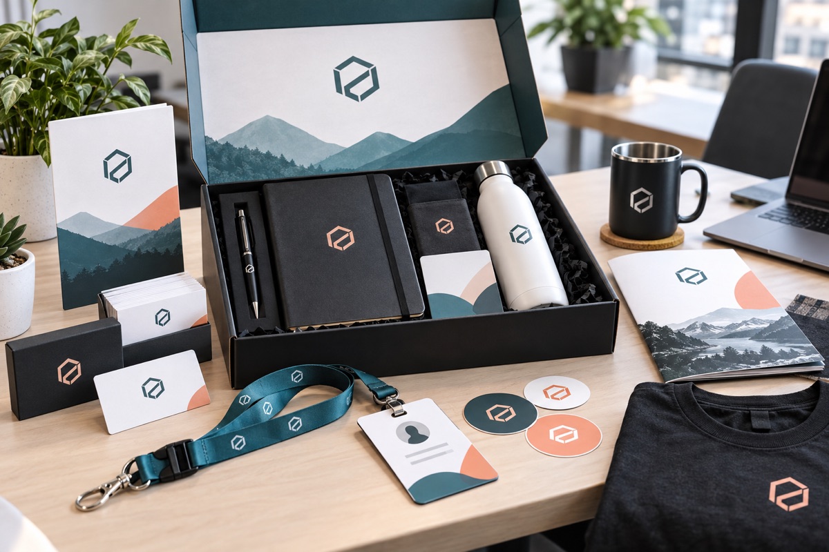 Corporate Welcome Kit Printing with ID Card Lanyard Notebook and Stationery